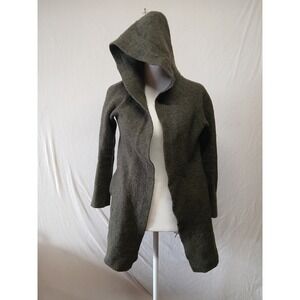 Community small wool open front knit sweater FLAW lagenlook whimsical green